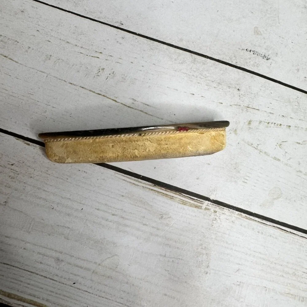 Vintage Nail Buffer • Iridescent Celluloid Top • Bone Handle • Vanity Manicure T
